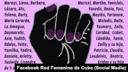 Imagen de la campaña por una ley de género en Cuba, con los nombres de víctimas de feminicidio en la isla. 