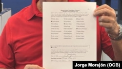 La boleta con los votos de Jorge Morejón al Salón de la Fama.