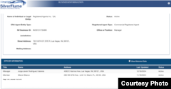 Documentos del registro estatal de Nevada consultados por Martí Noticias confirman que Jorge Javier Rodríguez Cabrera figura como gerente (manager) de la empresa Gran Azul LLC.