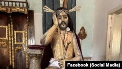 Imagen del Santo Cristo de la Humildad y Paciencia, cuya procesión fue prohibida por las autoridades en Trinidad. (Facebook/Lester Rafael Zayas)