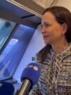 María Corina Machado en un intercambio con periodistas en la capital noruega el 12 de diciembre de 2025.